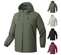 Mrat Mens Waterproof Jacket Outdoor Windproof Lightweight Rain Coat Hooded Full Zip Up Softshell Jackets with Pockets Solid Breathable Quick Dry Jacket,Hiking,Running,Cycling,Camping,Trekking