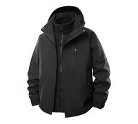 Mrat Mens Waterproof Jacket Uk Fleece Lined 3 in 1 Windproof Coat with Detachable Hood Multi-Pockets Tactical Soft Shell Jackets Warm Winter Walking Mountain Hiking Climbing Fishing Hunting Running