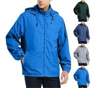Mrat Men's Waterproof Jackets Outdoor Windbreaker Rain Jacket Lightweight Breathable Coats Hooded Drawstring Windbreak Jackets Raincoat Solid Shell Jacket Hiking Cycling Climbing Walking Travelling