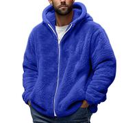 Mrat Men's Winter Fleece Coat Fuzzy Sherpa Hoodies Fluffy Fleece Jackets Long Sleeve Zip Up Tops Thermal Open Front Hoodies Casual Warm Coat Outerwear Windproof Jacket Loose Fit Pullover Clearance 4XL