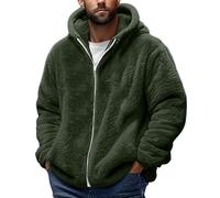 Mrat Men's Winter Fleece Coat Fuzzy Sherpa Hoodies Fluffy Fleece Jackets Long Sleeve Zip Up Tops Thermal Open Front Hoodies Casual Warm Coat Outerwear Windproof Jacket Loose Fit Pullover Clearance 4XL