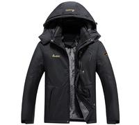Mrat Men's XL Black Waterproof Fleece Jacket Winter Warm Outdoor Multi-Pockets Coats Outdoor Ski Coats Tactical Softshell Jacket Fishing Walking Running Mountain