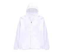 Mrat Mens Zip Jackets UK Sun Protection Hoodie Long Sleeve Sun Shirts SPF Water-Resistant Coat Quick Dry Running Hiking Fishing Performance Outdoor 8 10 12 14 16 18 20 22 s White