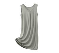 Mrat Nightdress for Women Uk Sleeveless Chemise Sexy Negligee Nightgown Soft Pleated Crewneck Tank Dress Modal Cotton Nightshirt Loose Plus Size Jersey Lingerie Nightwear Tunic Sleepwear XL-5XL