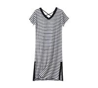 Mrat Nightdresses for Women UK Short Stripe Sleeve Nighties Ladies Nightgown with Built in Bra Long Nightwear Nightshirts Lightweight Soft House Dresses Loungewear Sleepwear Plus Size