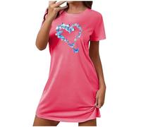 Mrat Nightgowns Women Night Shirts Short Sleeve Sleapwear Soft Sleep Dress Solid/Printed NightDress Ladies Lightweight Breathable Comfy Nightshirts Nightwear Homewear Negligee Four Seasons s