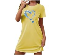 Mrat Nightgowns Women Night Shirts Short Sleeve Sleapwear Soft Sleep Dress Solid/Printed NightDress Ladies Lightweight Breathable Comfy Nightshirts Nightwear Homewear Negligee Four Seasons s