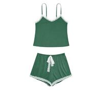 Mrat Pajama Set for Women Sexy Satin Pyjama Set Silk Sleepwear 2 Piece Outfits Lingerie Camisole Pjs Sets Sling Sleeveless Tank Tops Drawstring Shorts Pants Homewear Co Ord Sets Plus Size