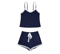 Mrat Pajama Set for Women Sexy Satin Pyjama Set Silk Sleepwear 2 Piece Outfits Lingerie Camisole Pjs Sets Sling Sleeveless Tank Tops Drawstring Shorts Pants Homewear Co Ord Sets Plus Size