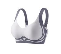 Mrat Push Up Bras for Women Non Wired Wireless Bra Padded Comfort Everyday Bra Seamless V Neck Plunge Bras Soft Color Blocked Brassiere Support Full Coverage Ladies Underwear T Shirt UK Sale