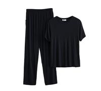 Mrat Pyjama Set for Men Modal Cotton Two Pieces Outfits Loungewear Homewear Soft PJs Sets Nightwear Co Ord Sets Solid Color Short Sleeve Shirt Tops Loose Tight Comfy Pants Sleepwear