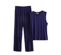 Mrat Pyjama Set for Men Modal Cotton Two Pieces Outfits Loungewear Homewear Soft PJs Sets Nightwear Co Ord Sets Solid Color Short Sleeve Shirt Tops Loose Tight Comfy Pants Sleepwear