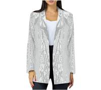 Mrat Sequins Blazers Jacket for Women UK Sparkly Glitter Open Front Jacket Ladies Loose Cardigans Blazers Party Club Prom Jackets Solid Color Coats Comfy Lightweight Jackets Outwear Plus Size 3XL