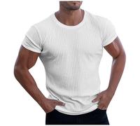 Mrat Shirts for Men Uk Slim Fit Athletic T-Shirt Muscle Fit Shirt Summer Casual Stretch Tee Shirt Short Sleeve Striped Workout Training TShirt Body Shaper Undershirts Gym Fitness Running Quick Dry 4XL