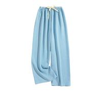 Mrat Striped Pajamas Pants for Women Uk Cute Wide Leg Gingham Pj Bottoms Cotton Pinstripe Lounge Pants Yoga Palazzo Drawstring Loose Trousers Nightwear Comfy Elasticated Waist Sleep Pant Homewear