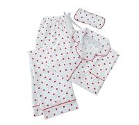 Mrat Striped Pyjamas Sets 3 Pack Comfy Soft Pjs Outfits Sleepwear Nightwear Pyjama Shirts + Trousers + Eye Masks Ladies Elegant Suits Loungewear Bridesmaid Pj Set for All Seasons