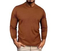 Mrat Sweatshirt Men UK Waffle Long Sleeve Tops Crew Neck Plain T Shirt Loose Fit Pullover Casual Lightweight Solid Sports Leisure Jumpers Slim Muscle Shirts Work Office Going Out 2XL