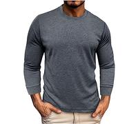 Mrat Sweatshirt Men UK Waffle Long Sleeve Tops Crew Neck Plain T Shirt Loose Fit Pullover Casual Lightweight Solid Sports Leisure Jumpers Slim Muscle Shirts Work Office Going Out 2XL