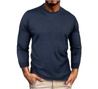 Mrat Sweatshirt Men UK Waffle Long Sleeve Tops Crew Neck Plain T Shirt Loose Fit Pullover Casual Lightweight Solid Sports Leisure Jumpers Slim Muscle Shirts Work Office Going Out 2XL