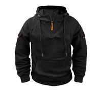 Mrat Tactical Hoodies for Men UK 1/4 Zip Pullover Fleece Drawstring Long Sleeve Tracksuit Tops Combat Cargo Sweatshirt Lightweight Outdoor Coats with Kanga Pocket Loose Fit Jumper Sportwear Activewear