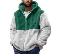 Mrat Teddy Fleece Jacket Men Full Zip Plus Size Sherpa Fleece Coats Double Zipper Jacket Long Sleeve Cardigan Lightweight Warm Tops Fluffy Stand Collar Sweatshirt Size 20