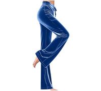 Mrat Velvet Trousers for Women Uk Ladies Elegant Straight Leg Pants with Drawstring Cosy Soft Jogger Sweatpants Tracksuit Bottoms Winter Warm Party Club Wedding Guest Solid Velour Velvet Trouser S-3XL
