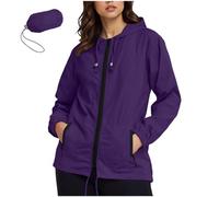 Mrat Waterproof Jacket for Women Uk Lightweight Packable Raincoat Breathable Functional Windproof Coats Hooded Packaway Outdoor Rain Coats Zip Up Breathable Tops Travel Hiking Camping Running