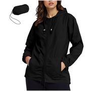 Mrat Waterproof Jacket for Women Uk Lightweight Packable Raincoat Breathable Functional Windproof Coats Hooded Packaway Outdoor Rain Coats Zip Up Breathable Tops Travel Hiking Camping Running