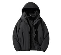 Mrat Waterproof Jacket Mens Detachable Fleece Lined 3 in 1 Water Resistant Jackets with Hooded Winter Warm Windbreak Coat Hiking Ski Outdoors Thermal Raincoats Camping Travelling Climbing Plus Size
