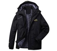 Mrat Waterproof Jacket Women Fleece Lined Windproof Outdoor Coat Lightweight Softshell Jacket 3 in 1 Hiking Walking Camping Mountain Rain Coat Ladies Winter Hood Parka Coats Plus Size M-8XL