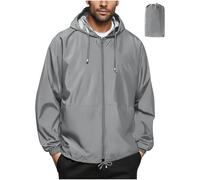 Mrat Waterproof Jackets Men Packaway Lightweight Breathable Jacket Outdoor Windproof Raincoat Hooded Solid Color Pullover Top Windbreaker Shell Coat Hiking, Travel, Camping, Running, Climbing Uk S-3XL