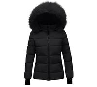 Mrat Winter Coats for Women Uk Quilted Lightweight Puffer Jacket Faux Far Hood Jacket Casual Full Zip Plush Overcome Warm Outdoor Parka Coat Ladies Padded Down Jacket Elegant Solid Overcoat Clearance