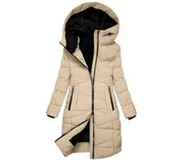 Mrat Winter Jacket for Women Warm Fleece Lined Parkas Jackets Sherpa Thickened Down Coat Faux Fur Trim Hooded Coat Puffer Quilted Jacket Outerwear Windproof Fuffly Overcoats Loose Casual Zip Coat Sale
