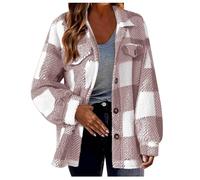 Mrat Women Flannel Plaid Shacket Plush Fleece Zip Up Jackets Hooded Shirts Ladies Long Sleeve Winter Coats Pockets Trench Coat Fluffy Fuzzy Checked Tops Pullover 8 10 12 14 16 18 20 22 s UK