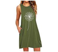Mrat Women Nighties Sleeveless Above Knee Soft Cotton Nightdress Ladies Loose Cute Animal Floral Print Summer Loungwear Sleepwear Nightshirt Scoopneck Nightwear Full Slips Soft Round Neck Nightgown