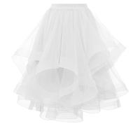 Mrat Women Tutu Tulle Skirt Elastic Waist Midi Skirts Layer Tiered A Line Skirts Party Asymmetrical Mesh Swing Skirt Pleated Irregular Flowy Dress Underskirt Petticoat Prom Ballet Dance Birthday