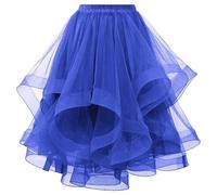 Mrat Women Tutu Tulle Skirt Elastic Waist Midi Skirts Layer Tiered A Line Skirts Party Asymmetrical Mesh Swing Skirt Pleated Irregular Flowy Dress Underskirt Petticoat Prom Ballet Dance Birthday