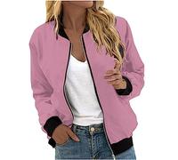 Mrat Women Varsity Jacket Aviator Outfit Jackets Top Zip Up Stylish Coat Party Festival Wear Lightweight Slim fit Bomber Jacket Open Front Tops Ladies Casual Coats Sale Clearance S M L XL 2XL Deals
