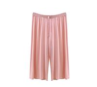 Mrat Womens Cropped Pyjamas Pants Ladies Three Quarter Soft Capri Pjs Trouser Nightwear Homewear Solid Modal Cotton Bottom Drawstring Summer Casual Comfy Loose Wide Leg Pant Loungewear s