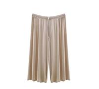Mrat Womens Cropped Pyjamas Pants Ladies Three Quarter Soft Capri Pjs Trouser Nightwear Homewear Solid Color Modal Cotton Bottoms Drawstring Summer Casual Comfy Loose Fit Wide Leg Pant Loungewear