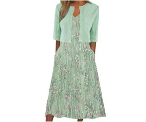 Mrat Womens Elegant Dress Suits Two Piece Cardigans Set Short Sleeve Cropped Cardigan Tops Floral Print Maxi Dresses Summer Casual Outfits Ladies Work Office Wedding Guest Bridesmaid Party Cocktail UK