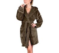 Mrat Womens Flannel Dressing Gown Fleece Bathrobe Full Length Solid Loungewear Luxury Housecoat Warm Fluffy Nightgown Hooded Shawl Collar Long Robe Terry Towelling Bathrobe Nightwear Plus Size