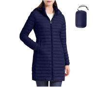 Mrat Women's Lightweight Puffer Coat Down Jacket Longline Water-Resistant Jacket Adjustable Packable Jacket with Detachable Hood Plus Size Outwear Jackets Parka Quilted Padded Jackets Winter Warm 5XL