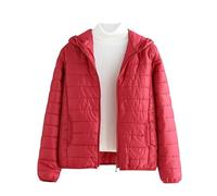 Mrat Women's Lightweight Puffer Jacket, Warm Packable Cotton Quilted Down Coat, Hooded Padded Winter Jacket for Ladies, Pockets, Windproof Outdoor Zip Jackets,Solid Ski Hiking Travel 8 10 12 14 16 18