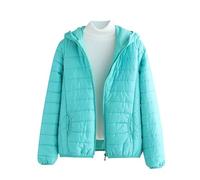 Mrat Women's Lightweight Puffer Jacket, Warm Packable Cotton Quilted Down Coat, Hooded Padded Winter Jacket for Ladies, Pockets, Windproof Outdoor Zip Jackets,Solid Ski Hiking Travel 8 10 12 14 16 18