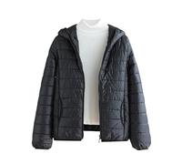 Mrat Women's Lightweight Puffer Jacket, Warm Packable Quilted Down Coat with Hood, Transitional Padded Winter Jacket for Ladies, Pockets, Windproof Outdoor Zip Up Jackets,Solid Ski Hiking Travel M-3XL