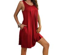 Mrat Women's Long Nightgown Nightdresses Summer Pleated Casual Nightdress Short Sleeve Soft Nighties Nightwear Pockets Nightshirts Dressgown Comfort Lightweight Sleepwear s Uk 8 10 12 14 16