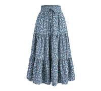 Mrat Women's Maxi Skirts Floral Print Vintage Elastic High Waist A-Line Skirts Bohemian Tiered Long Skirt Pleated Loose Tight Comfy Soft Elegant Skirt Party Beach Holiday s