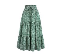 Mrat Women's Maxi Skirts Floral Print Vintage Elastic High Waist A-Line Skirts Bohemian Tiered Long Skirt Pleated Loose Tight Comfy Soft Elegant Skirt Party Beach Holiday s