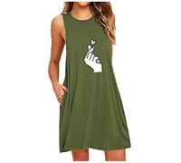 Mrat Women's Nightdresses Sleepwear Nightgowns Sleeveless Tank Nightshirt Floral Print A-Line Dress Loose Casual Midi Dress Pajama with Pockets Comfy Soft Loungewear Nighties Plus Size S-6XL